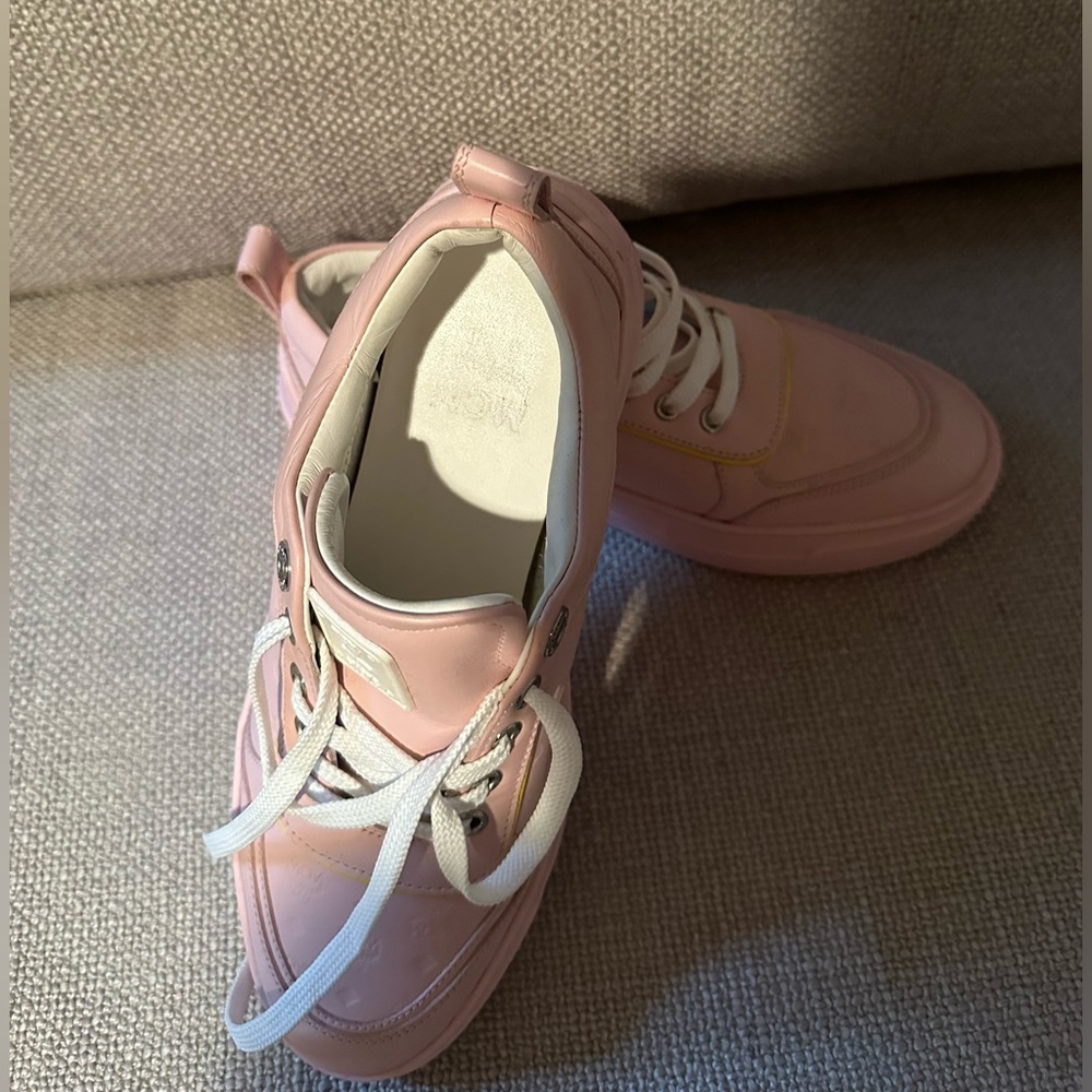 MCM Leather Printed Sneakers, Size 39